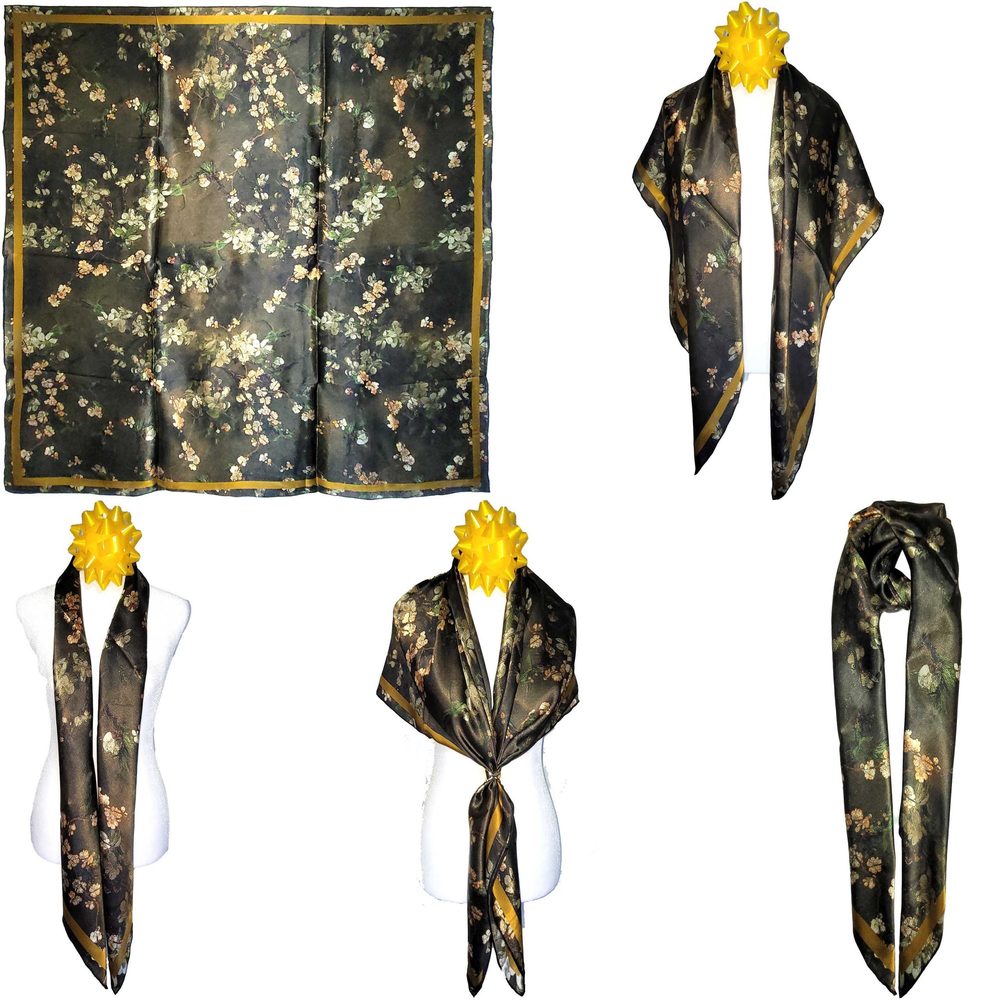 NWT Genuine 100% Mulberry Silk Satin Scarf 42"x42" Large Square Shawl 59501